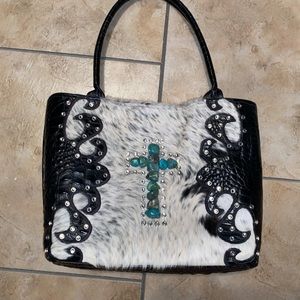 COWHIDE & TURQUOISE PURSE